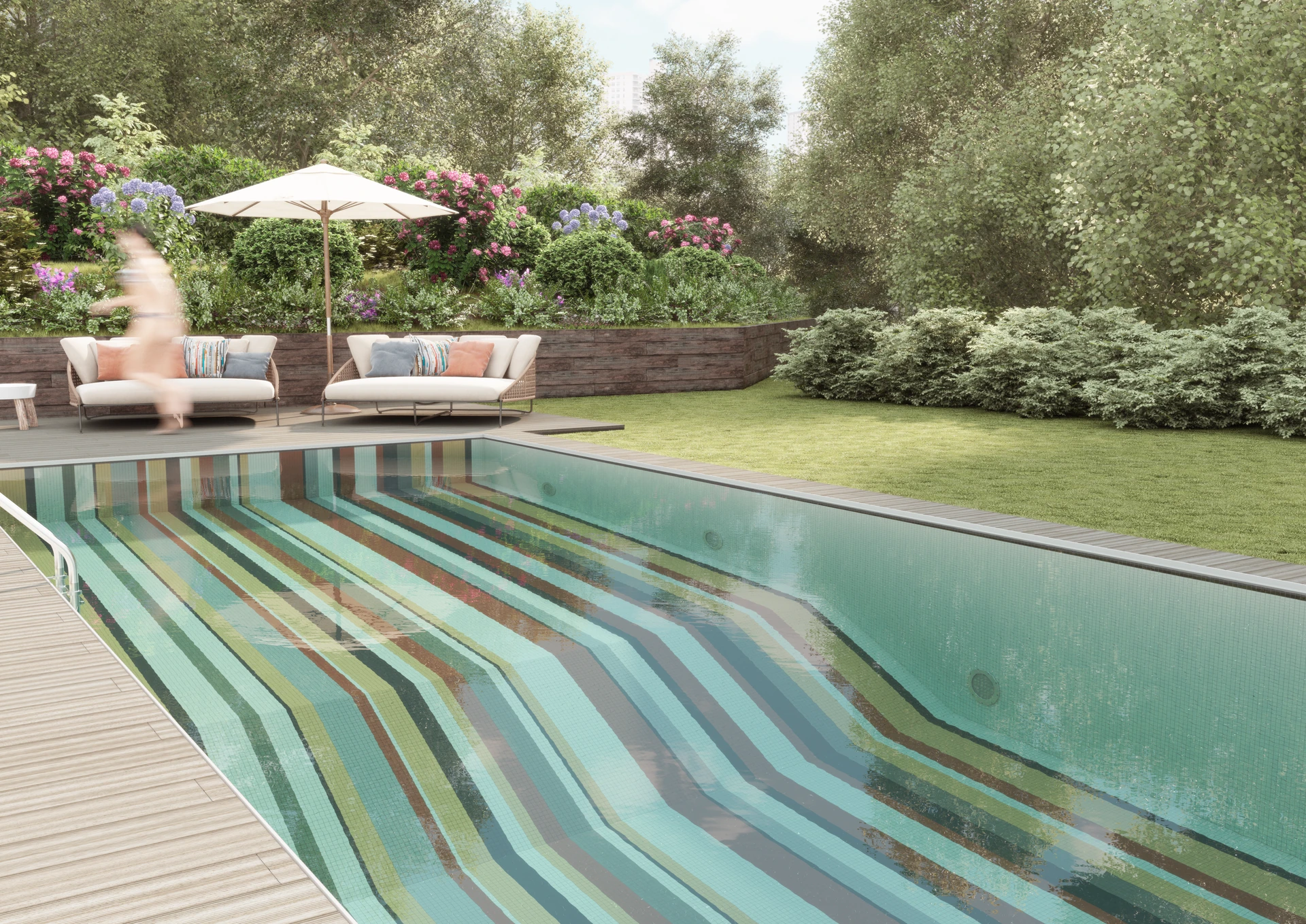 Mosaico Porcelânico — Piscina (1)
